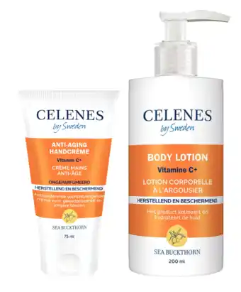 De Online Drogist Celenes by sweden sea buckthorn huidverzorgingsset - handcrème en bodylotion - 2 stuks aanbieding