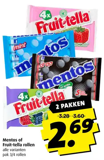 Boni Mentos of Fruit-tella rollen aanbieding