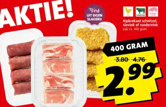 Boni Kipkrokant schnitzel, slavink of rundervink 400 gram aanbieding