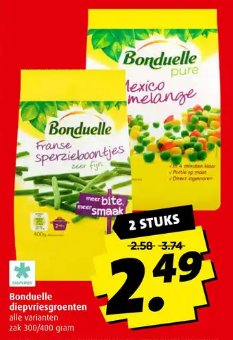 Boni Bonduelle diepvriesgroenten 300/400 gram aanbieding