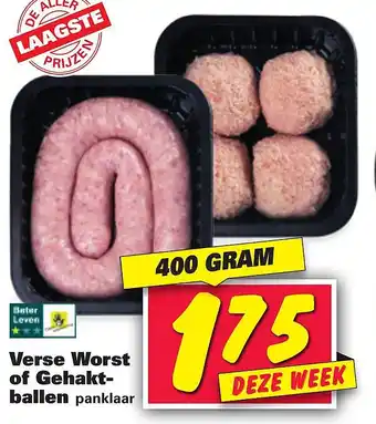 Nettorama Verse Worst of Gehaktballen panklaar 400 gram aanbieding