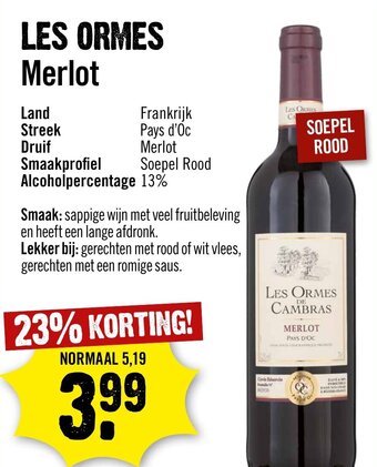 Dirck 3 LES ORMES Merlot aanbieding