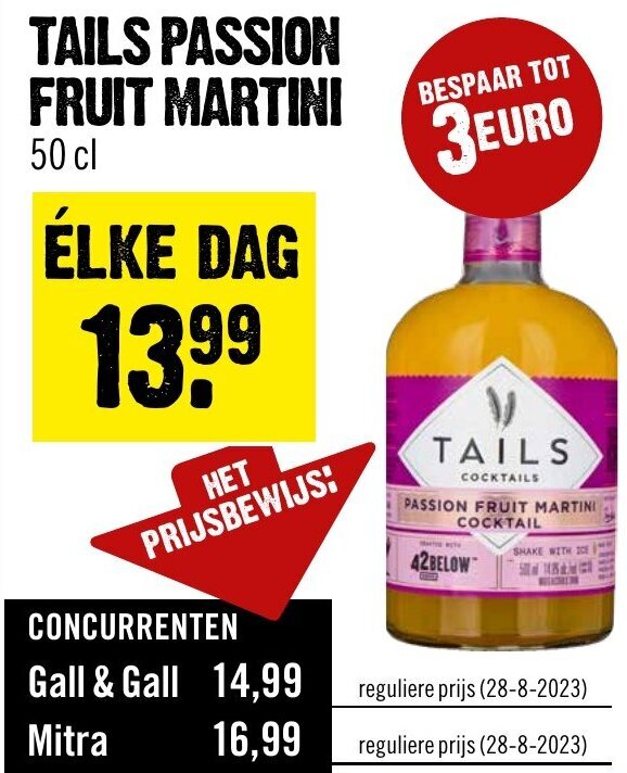 TAILS PASSION FRUIT MARTINI 50 cl aanbieding bij Dirck 3