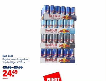 Makro Red Bull Regular, zero of sugarfree Tray 24 blikjes à 250 ml aanbieding