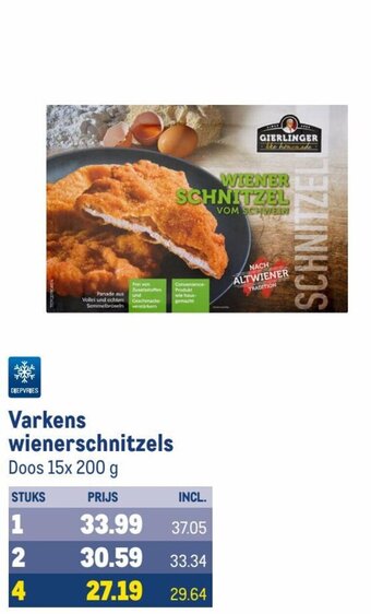 Makro Varkens wienerschnitzels 200g aanbieding