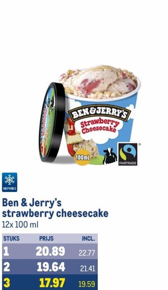 Makro Ben & Jerry's strawberry cheesecake aanbieding