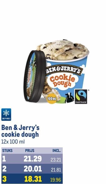 Makro Ben & Jerry's cookie dough 12x 100 ml aanbieding