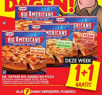 Dekamarkt Dr. Oetker Big Americans pizza 2*385-460g aanbieding