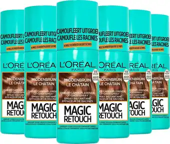 Bol.com L'oréal paris magic retouch middenbruin camouflerende uitgroeispray - 6 x 75ml aanbieding