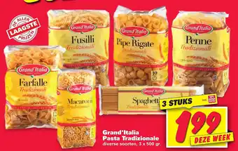 Nettorama Grand'Italia Pasta Tradizionale 3x500 gram aanbieding