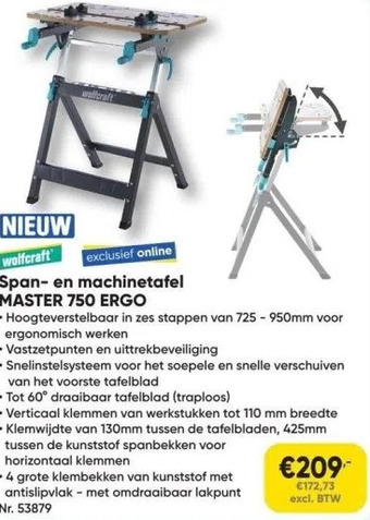 Toolstation Span- en machinetafel aanbieding