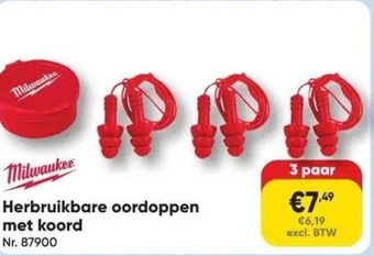 Toolstation Herbruikbare oordoppen met koord nr. 87900 aanbieding