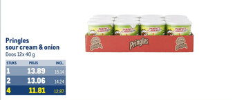 Makro Pringles sour cream & onion Doos 12x 40 g aanbieding