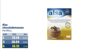 Makro Alsa chocolademousse Pak 950 g aanbieding