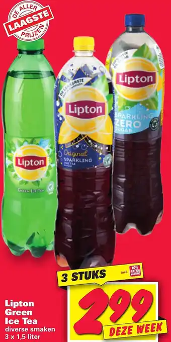 Nettorama Lipton Green Ice Tea 3x1,5 liter aanbieding