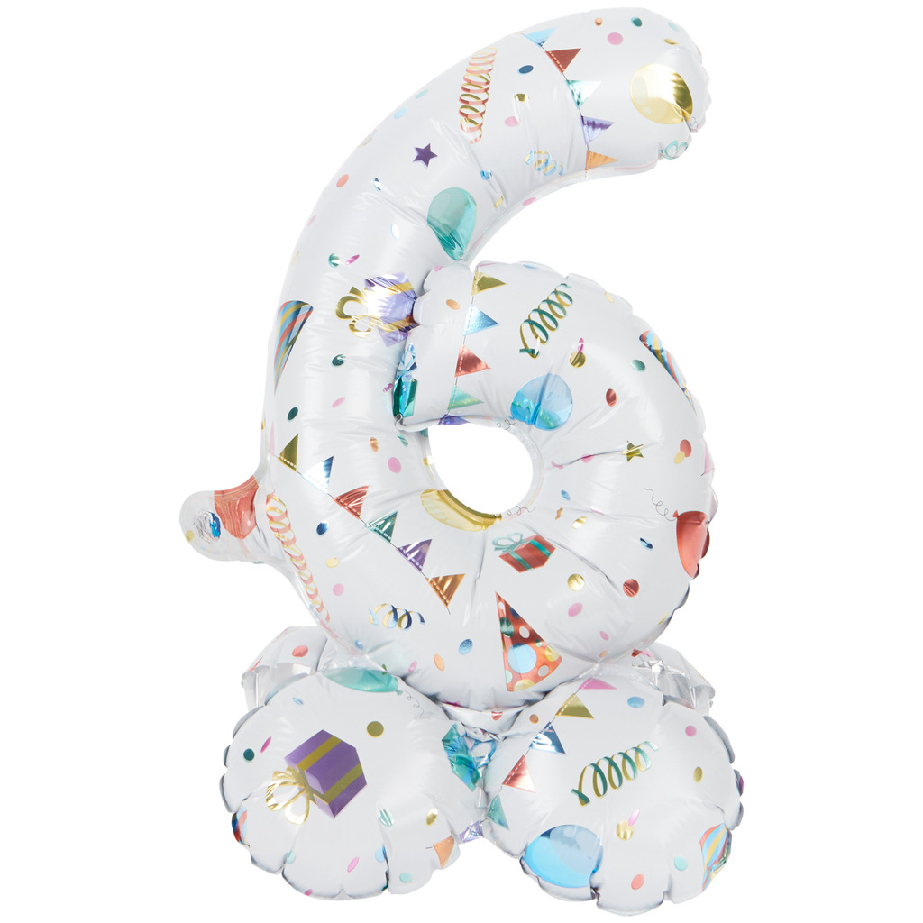 Staande Folieballon Cijfer 9 | Paint Splash Neon