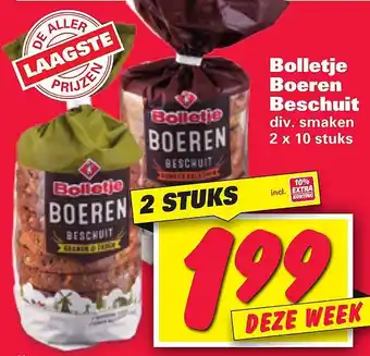 Nettorama Bolletje Boeren Beschuit 2x10 stuks aanbieding