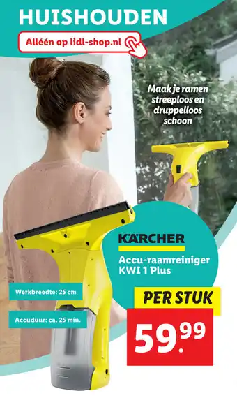 Lidl Karcher Accu-Raamreiniger KWI 1 Plus 25 cm aanbieding