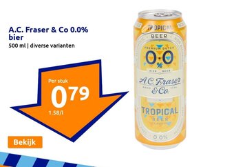 Action A.C. Fraser & Co 0.0% bier 500 ml aanbieding