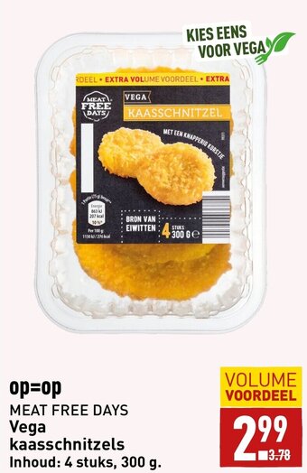 ALDI MEAT FREE DAYS Vega kaasschnitzels 4 stuks, 300 g. aanbieding