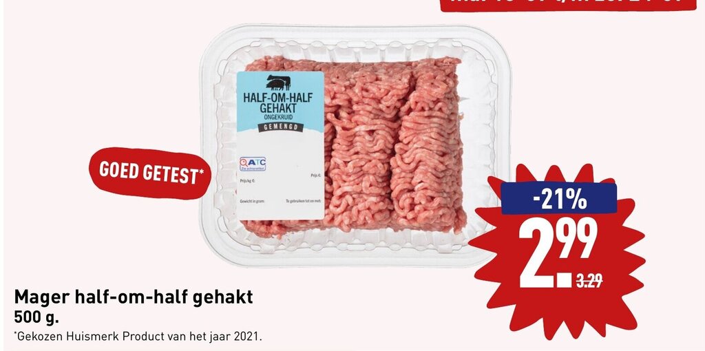 Mager half om half gehakt 500g aanbieding bij ALDI