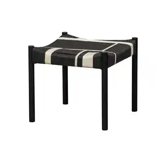 fonQ Woood exclusive kruk jessy - mangohout|koord - zwart|wit - 44x47x40 aanbieding