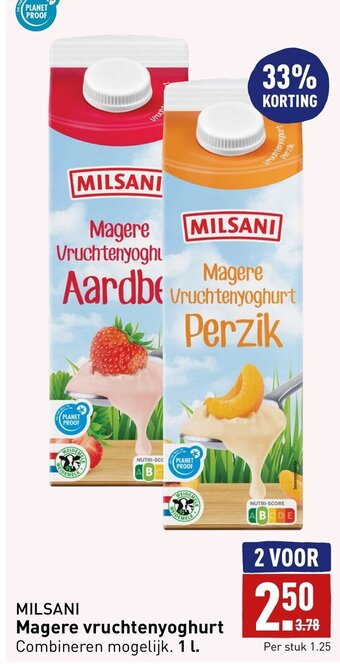 ALDI Magere vruchtenyoghurt 1 L aanbieding