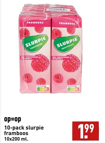 ALDI 10-pack slurpie framboos 10x200 ml. aanbieding