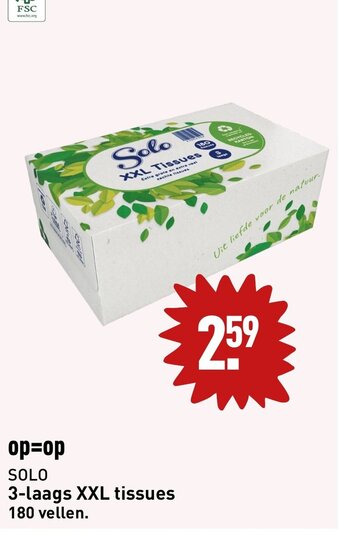 ALDI SOLO 3-laags XXL tissues 180 vellen. aanbieding