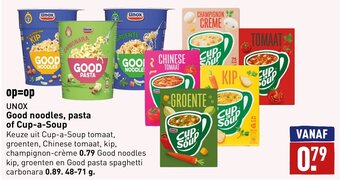 ALDI UNOX Good noodles, pasta of Cup a Soup aanbieding