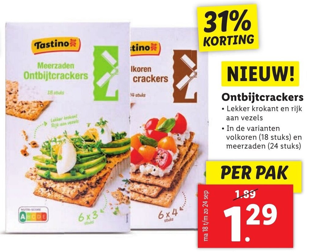 Tastino Ontbijtcrackers aanbieding bij Lidl