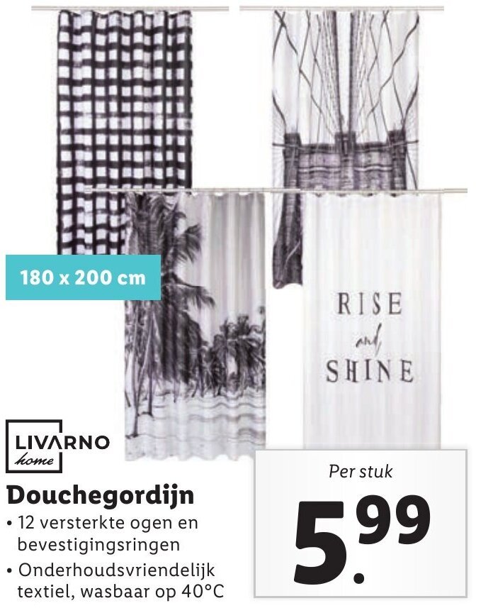 LIVARNO home Douchegordijn aanbieding bij Lidl