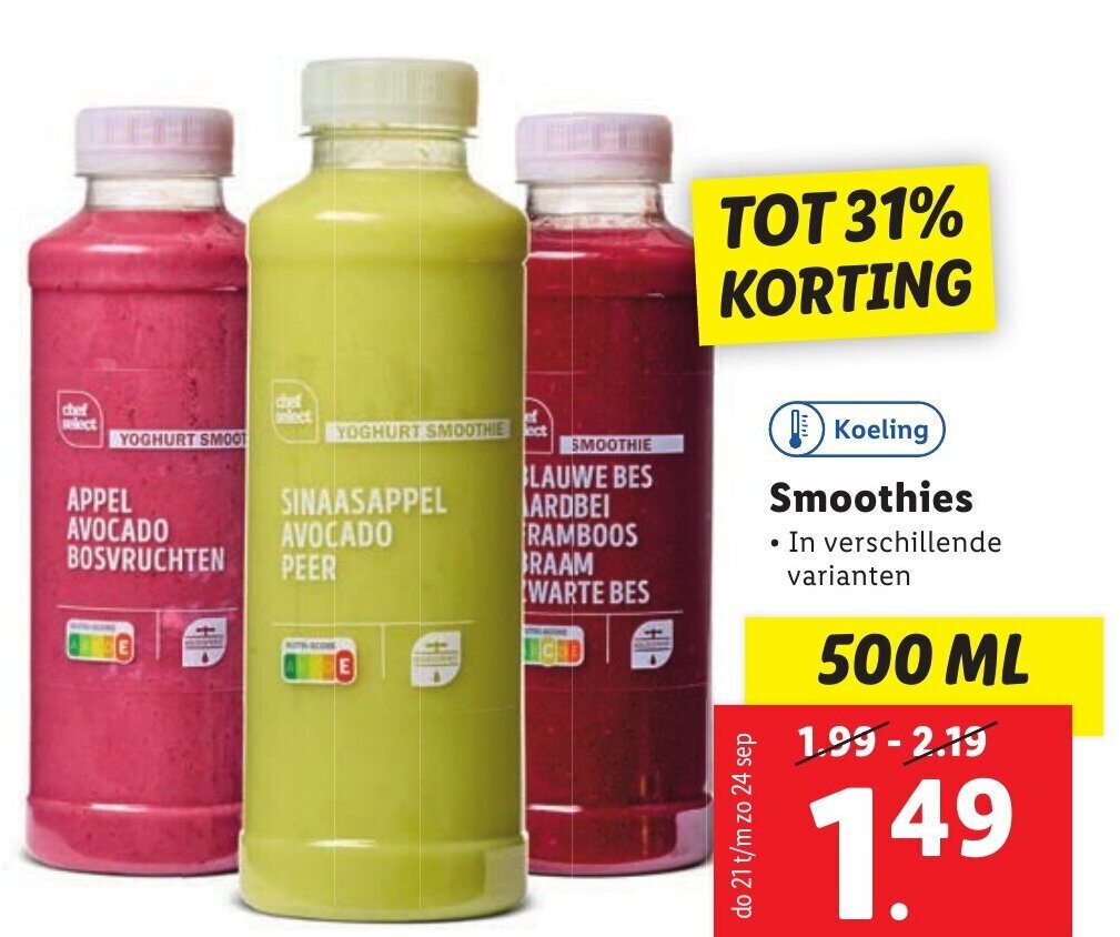 Smoothies 500ml aanbieding bij Lidl