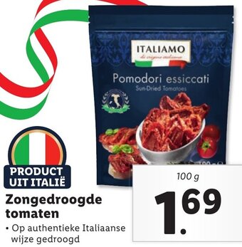 Lidl Zongedroogde tomaten  100g aanbieding