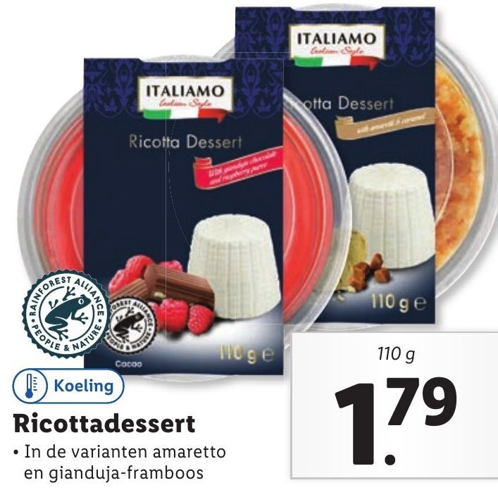 Ricottadessert 110g aanbieding bij Lidl