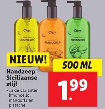 Lidl Handzeep Siciliaanse stijl  500ml aanbieding