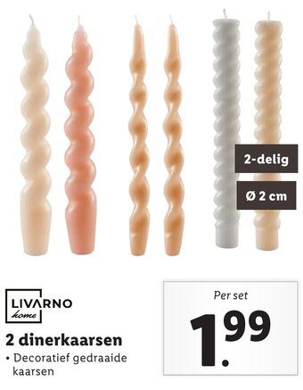 Lidl LIVARNO home. 2 dinerkaarsen aanbieding