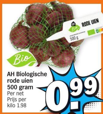 Albert Heijn AH Biologische rode uien 500g aanbieding