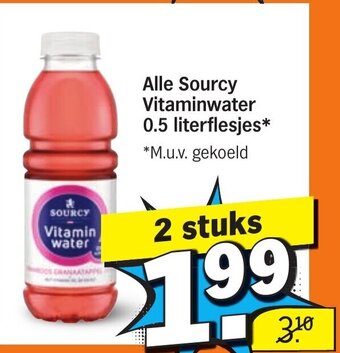 Albert Heijn Alle Sourcy Vitaminwater 0.5 literflesjes aanbieding