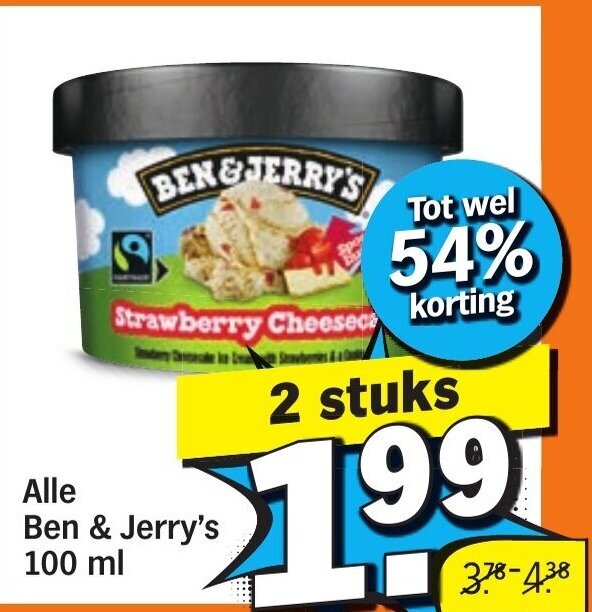 Albert Heijn Alle Ben & Jerry's 100 ml aanbieding