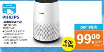 Albert Heijn PHILIPS Luchtzuiveraar 800 Series AC0820/00 aanbieding