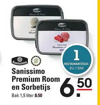 Sligro Sanissimo Premium Room En Sorbetijs 1,5 kilo aanbieding