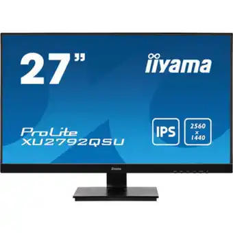 Conrad Iiyama xu2792qsu-b1 lcd-monitor energielabel g (a - g) 68.6 cm (27 inch) 2560 x 1440 pixel 16:9 5 ms displayport, dvi, hdmi,  aanbieding