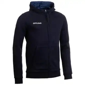 Decathlon Gemoltoneerde hoodie voor rugby volwassenen club r500 met rits blauw aanbieding