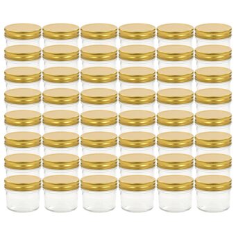 fonQ Vidaxl jampotten met goudkleurige deksels 48 st 110 ml glas aanbieding