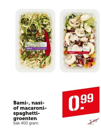 Coop Bami, nasi of macaroni spaghetti groenten bak 400 gram aanbieding