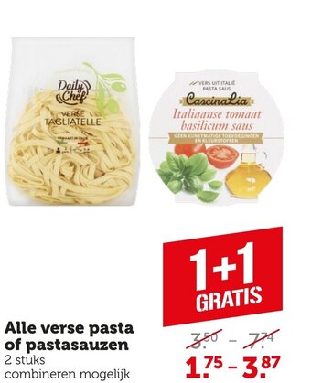 Coop Alle verse pasta of pastasauzen 2 stuks aanbieding