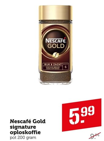 Coop Nescafé Gold signature oploskoffie pot 200 gram aanbieding