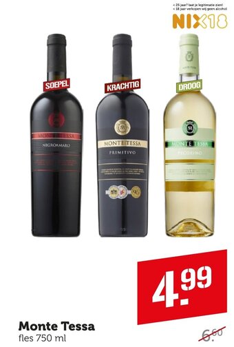 Coop Monte Tessa fles 750 ml aanbieding