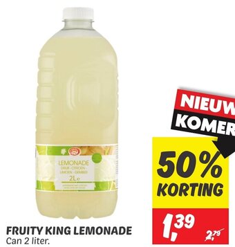 Dekamarkt FRUITY KING LEMONADE Can 2 liter. aanbieding